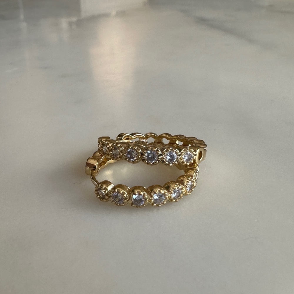 Electric Picks 14K gold plated hoop earrings with cubic zirconia stones